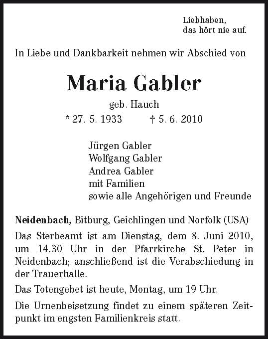 Frau Maria Gabler