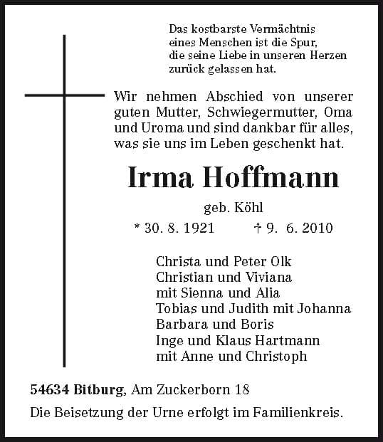 Frau Irma Hoffmann