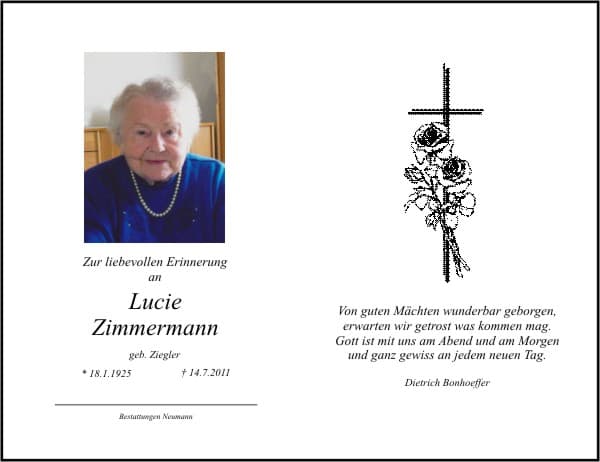 Frau Lucie Zimmermann