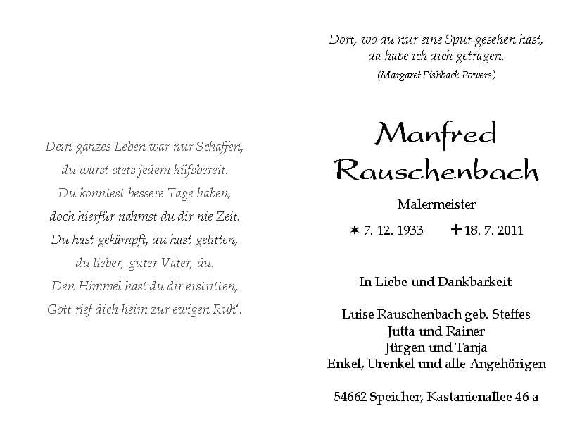 Herr Manfred Rauschenbach