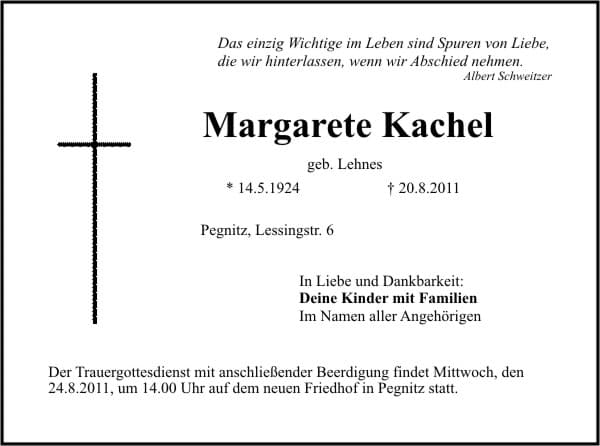 Frau Margarete Kachel