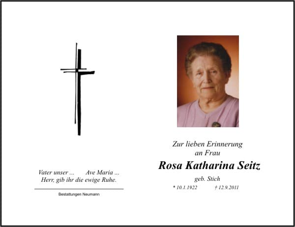 Frau Rosa Katharina Seitz