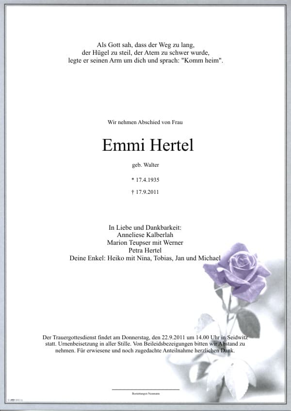 Frau Emmi Hertel