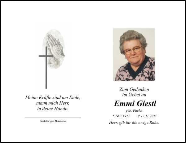 Frau Emmi Giestl