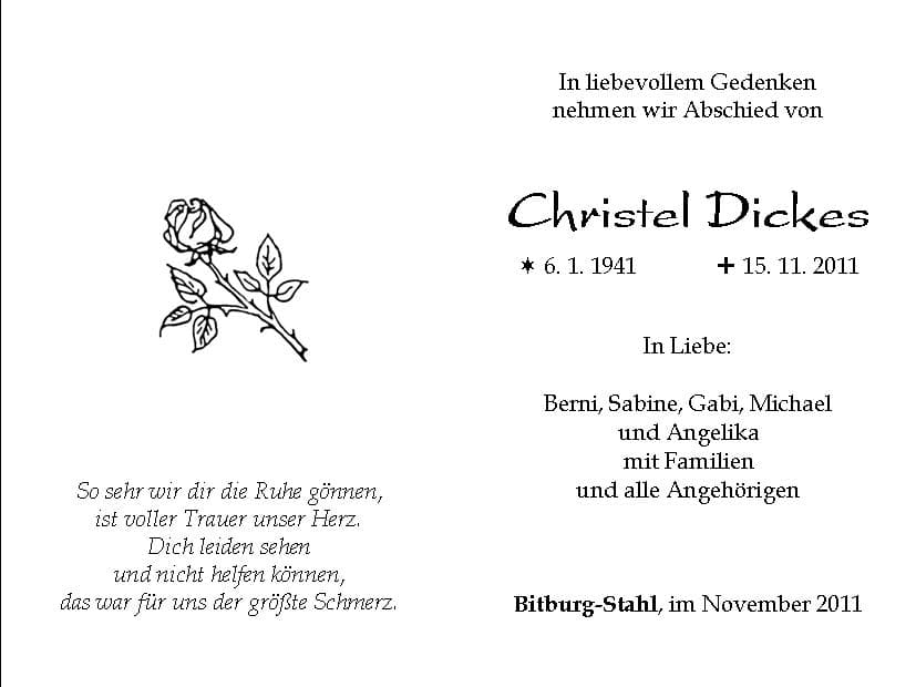 Frau Christel Dickes