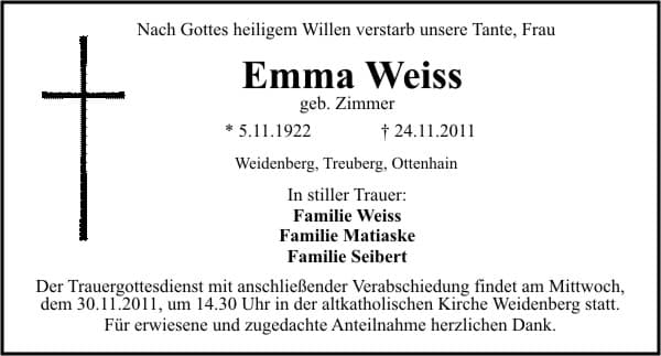 Frau Emma Weiss