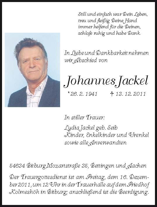 Herr Johannes Jackel