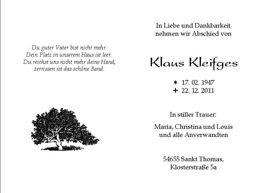Herr Klaus Kleifges