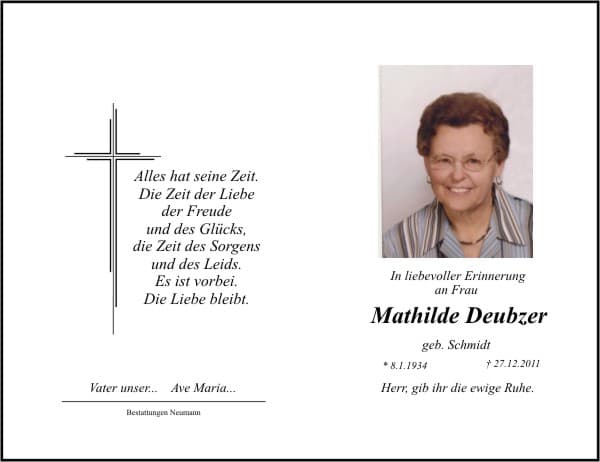 Frau Mathilde Deubzer