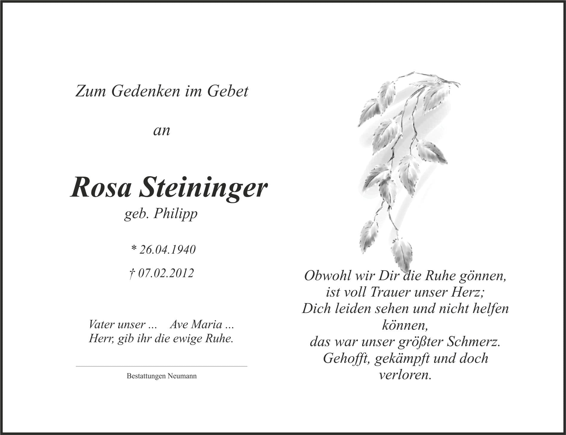 Frau Rosa Steininger