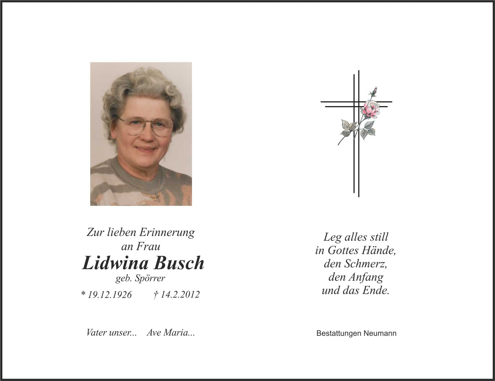 Frau Lidwina Busch