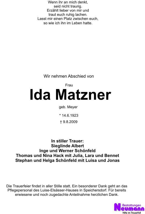 Frau Ida Matzner