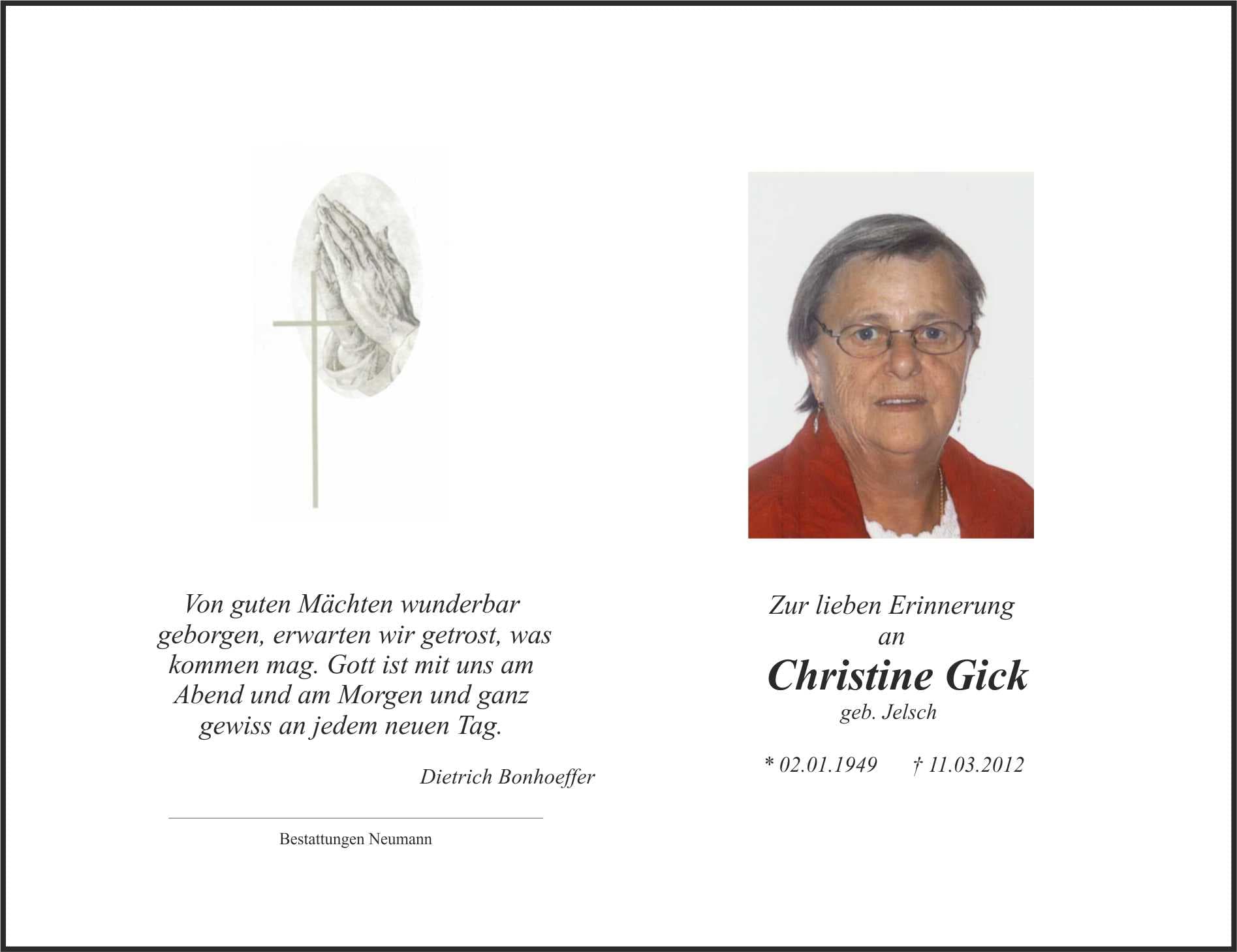 Frau Christine Gick