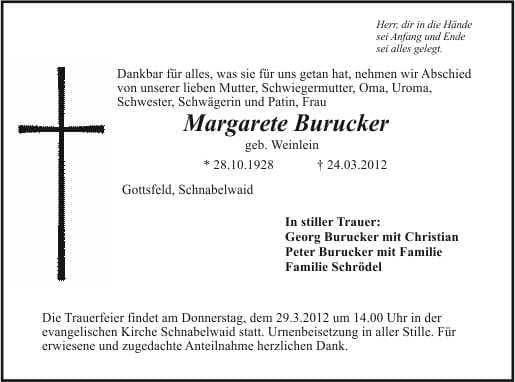 Frau Margarete Burucker