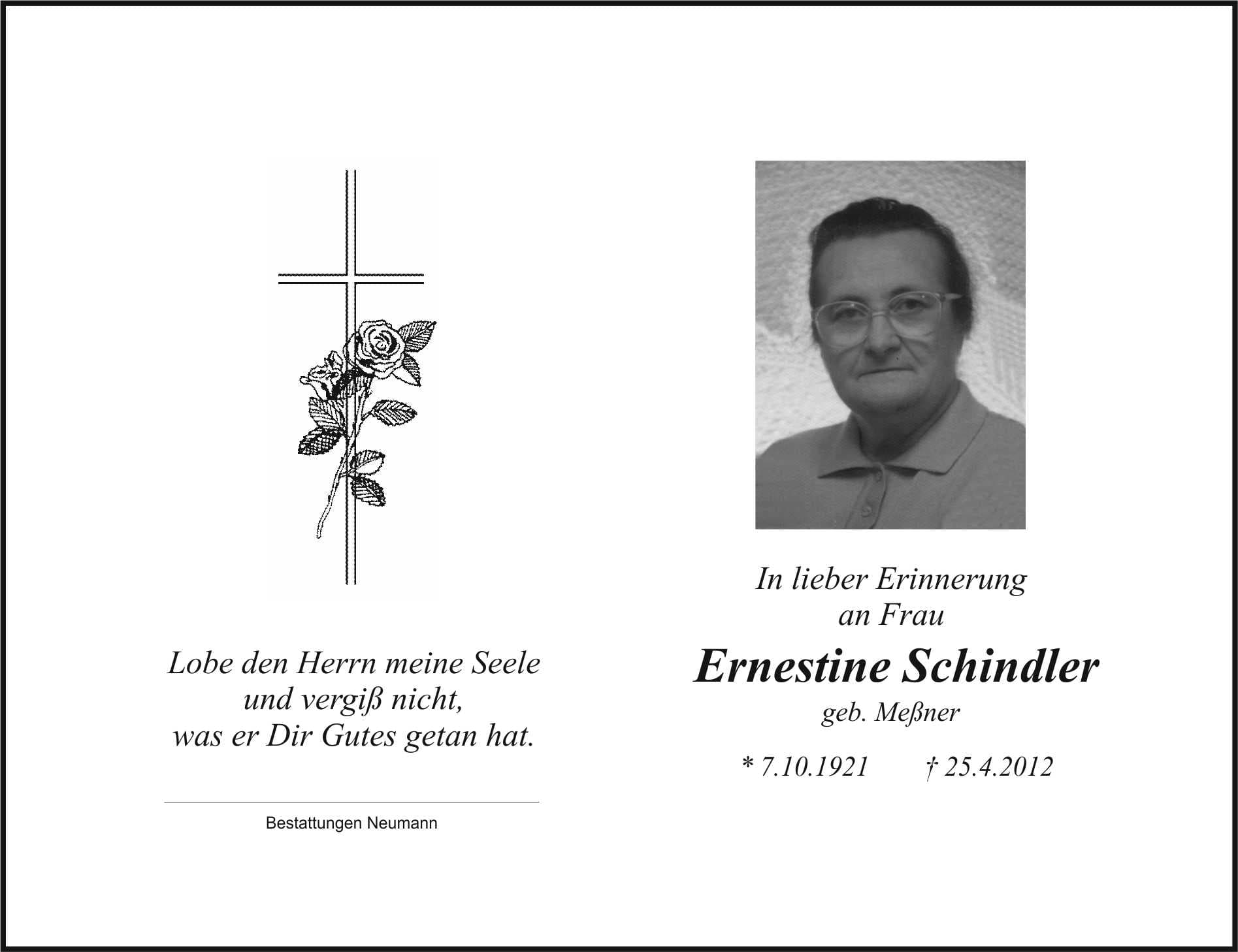 Frau Ernestine Schindler