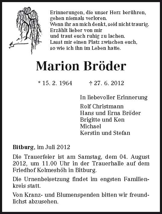 Frau Marion Bröder