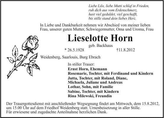 Frau Lieselotte Horn