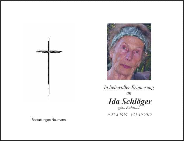 Frau Ida Schlöger