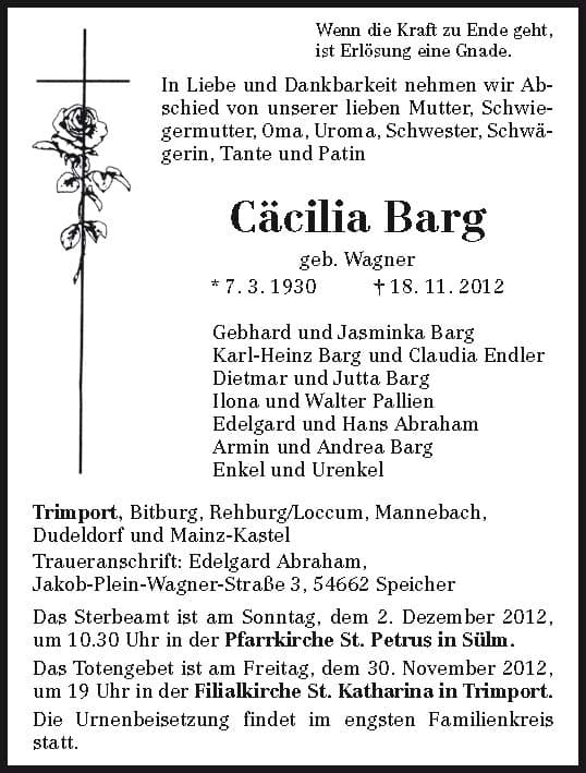 Frau Cäcilia Barg