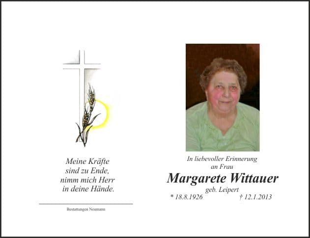 Frau Margarete Wittauer