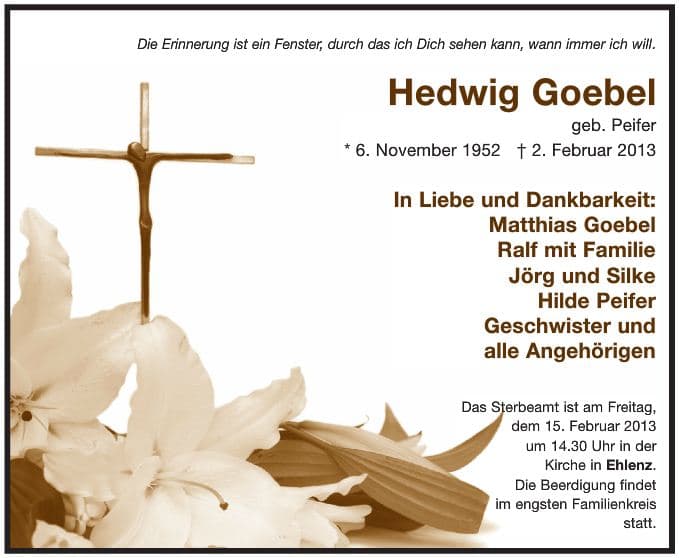 Frau Hedwig Goebel