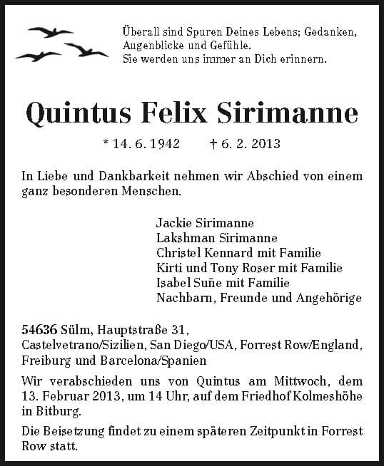 Herr Quintus Felix Sirimanne