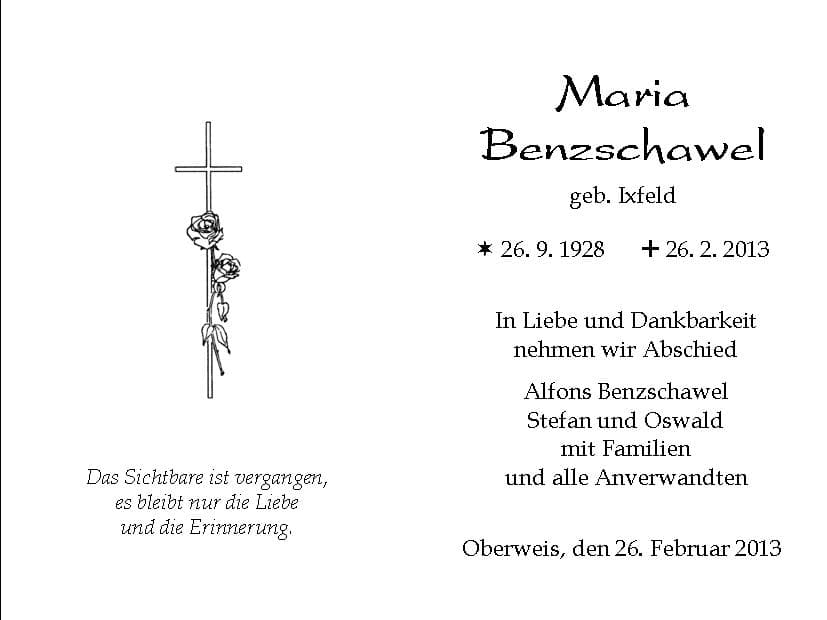Frau Maria Benzschawel