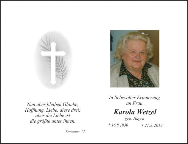 Frau Karola Wetzel