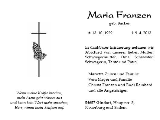 Frau Maria Franzen
