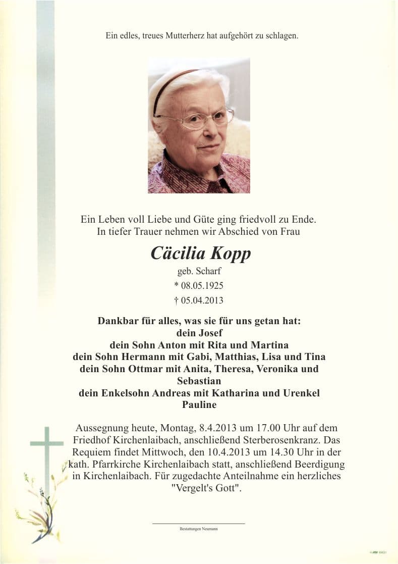 Frau Cäcilia Kopp