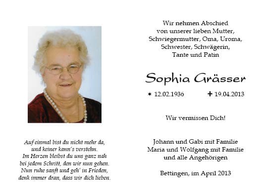 Frau Sophia Grässer
