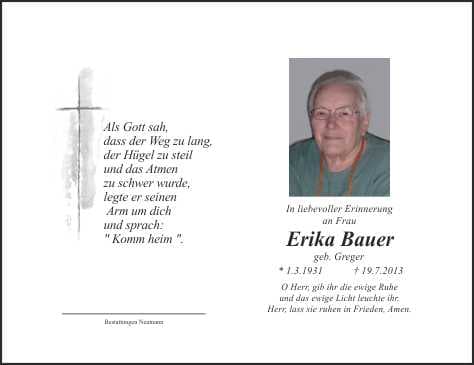 Frau Erika Bauer