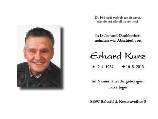 Herr Erhard Kurz