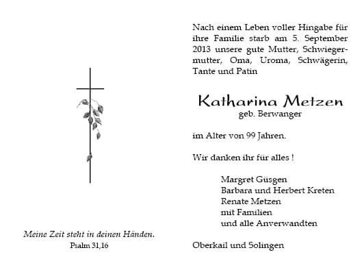 Frau Katharina Metzen