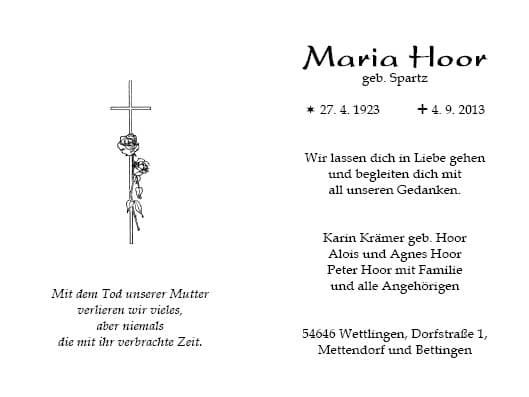 Frau Maria Hoor