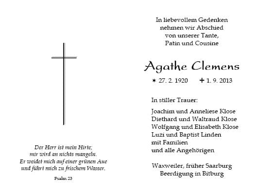 Frau Agathe Clemens