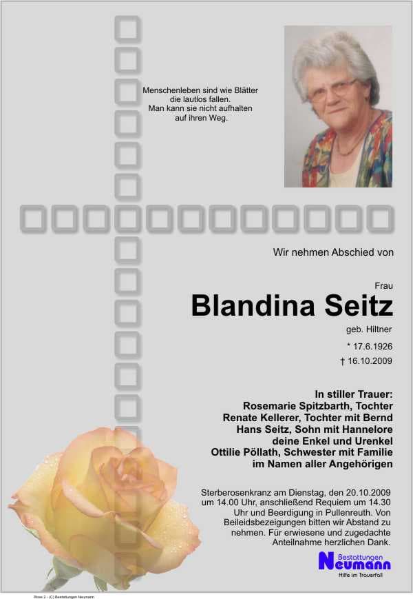 Frau Blandina Seitz