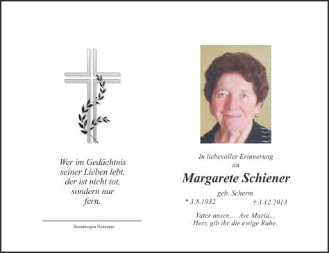 Frau Margarete Schiener