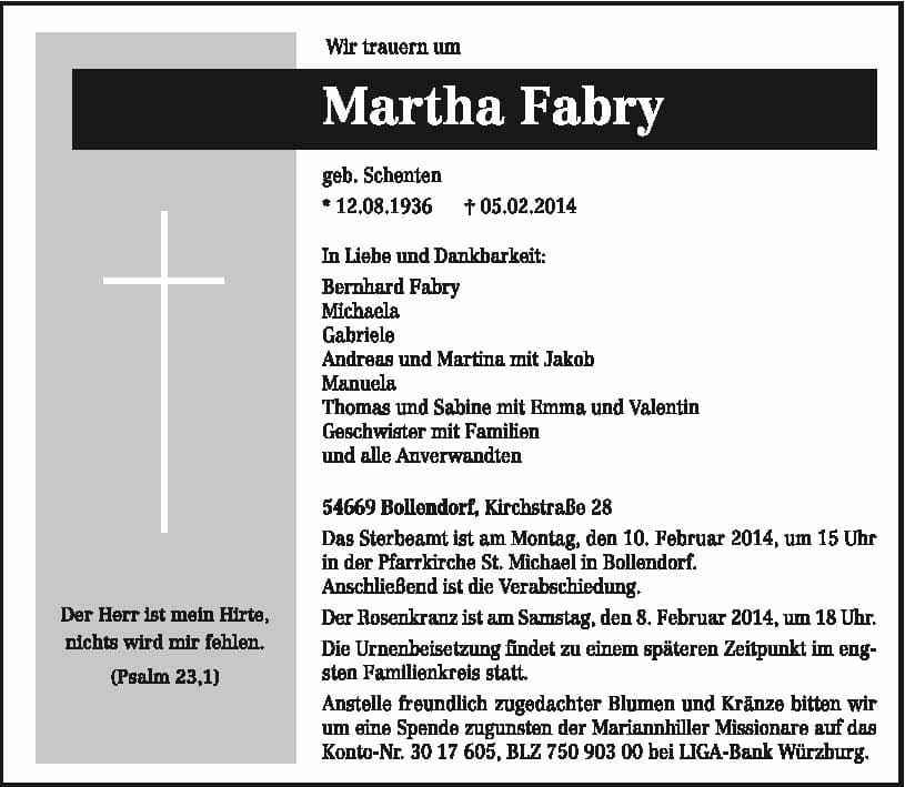 Frau Martha Fabry