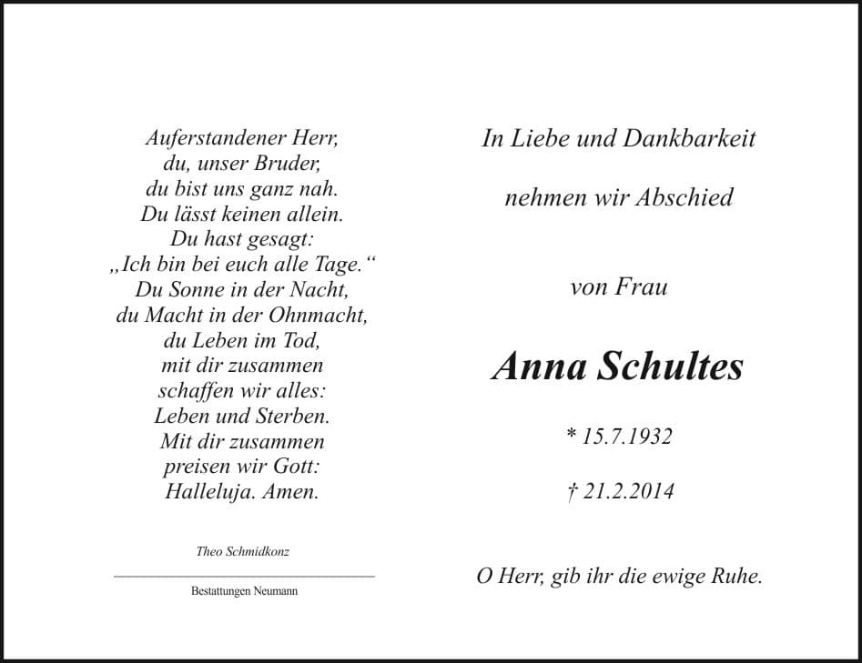 Frau Anna Schultes