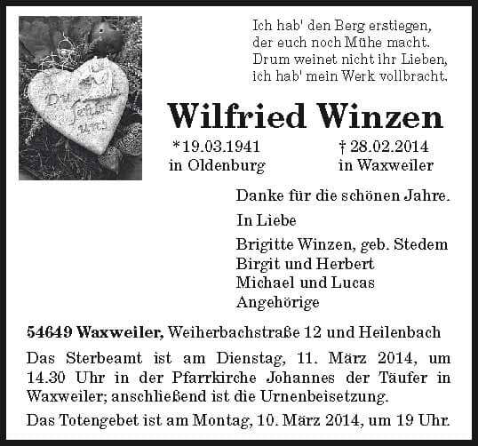 Herr Wilfried Winzen