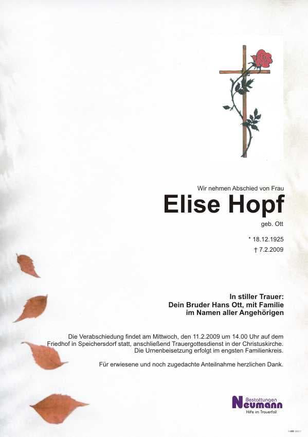 Frau Elise Hopf