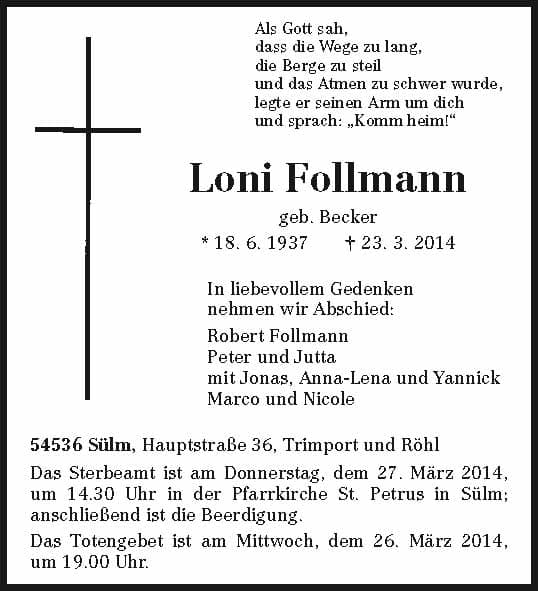 Frau Loni Follmann