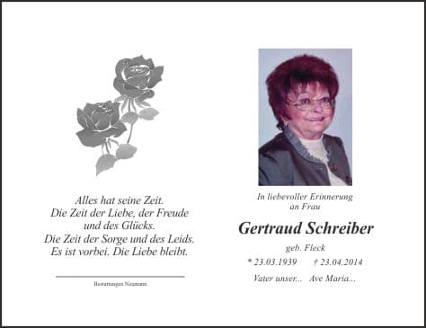 Frau Gertraud Schreiber