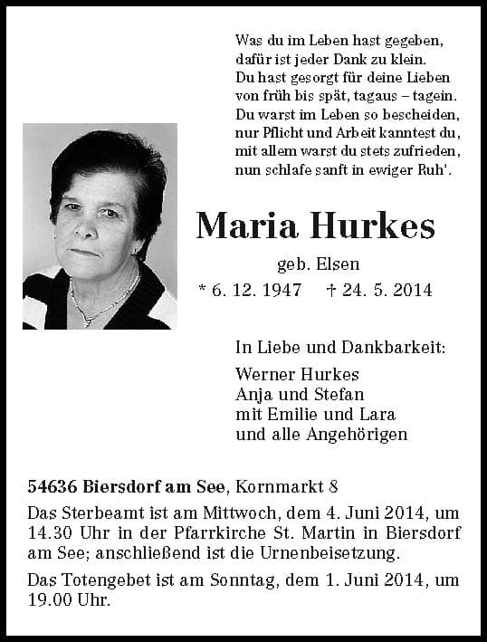 Frau Maria Hurkes