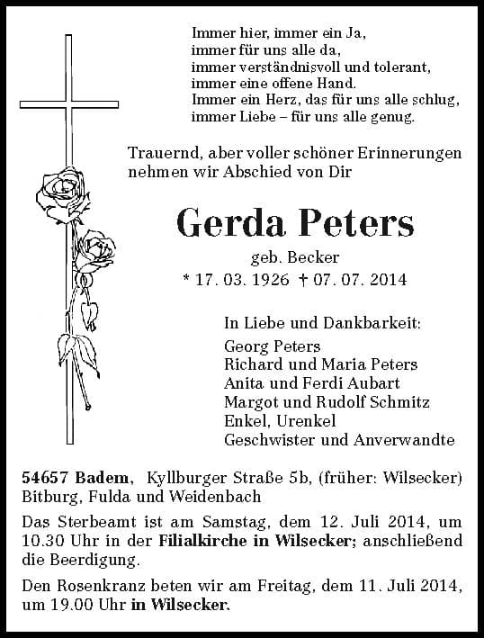 Frau Gerda Peters