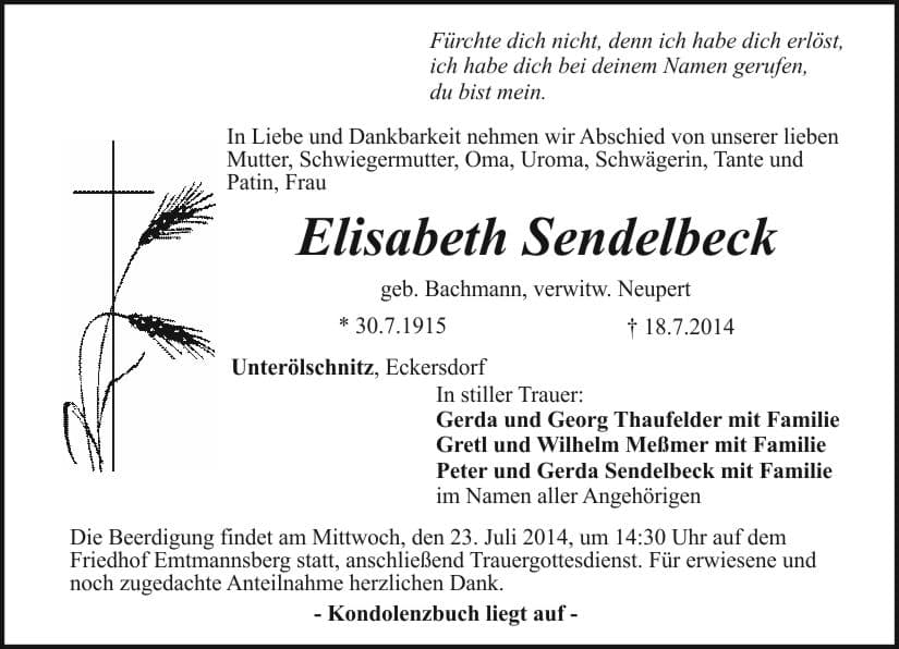 Frau Elisabetha Sendelbeck