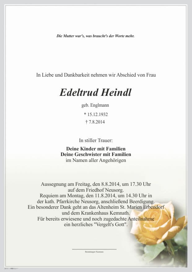 Frau Edeltrud Heindl