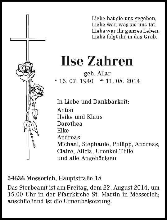 Frau Ilse Zahren