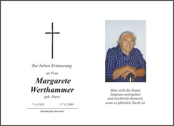 Frau Margarete Werthammer